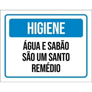 Imagem de Placa Higiene Água E Sabão São Um Santo Remédio 36X46
