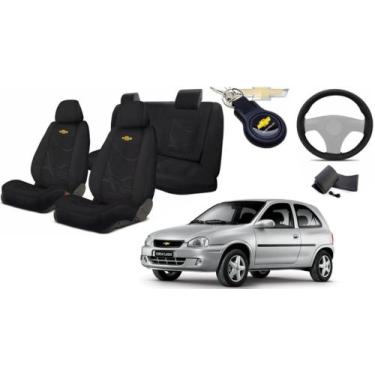 Imagem de Kit Capas Tecido para Assentos Corsa 1995+2010 + Volante + Chaveiro GM
