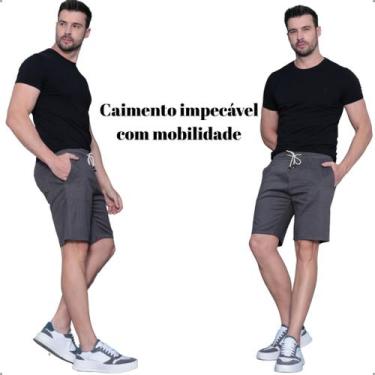 Imagem de Bermuda Masculina Jogger Sarja Com Elastano Cordão Ajustável Bolsos Fu