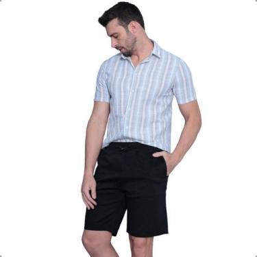 Imagem de Bermuda Masculina Jogger Sarja Com Elastano Cordão Ajustável Bolsos Fu