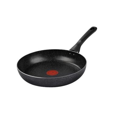 Imagem de Frigideira Rochedo Stone Pro 26cm Preto com Efeito Pedra e Antiaderente Minerium, Alta Resistência e Durabilidade, Cabos Ergonômicos e Base Limpa Fácil