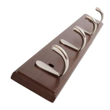 Imagem de Cabideiro, não é necessário fazer furos para entrar na porta, pendurar ganchos de roupas na parede do provador, pendurar chapéus na entrada, pendurar cabides na parede, suporte de parede (marrom