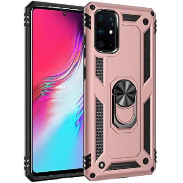 Imagem de Capa para Samsung Galaxy S20 Plus de grau militar, capa para Galaxy S20 + capa com anel giratório de metal 360 com suporte magnético para carro, armadura resistente para Galaxy S20 Plus Phone Cas, Rose Gold