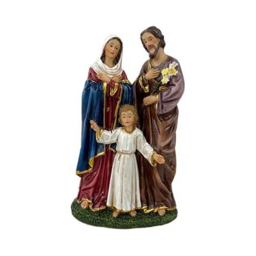 Imagem de Sagrada Família, Imagem Religiosa Decorativa, Estátua Sacra em Resina, Artesanal, 10 cm, para Decoração e Devoção