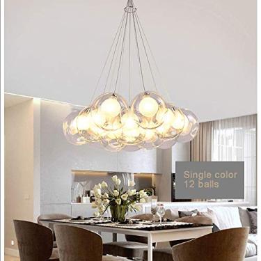 Imagem de Lustre moderno de bolas de vidro para sala de estar Lustre longo de bola de vidro criativo de personalidade para quarto infantil Lâmpadas de quarto Restaurante Luzes pendentes Lustre de LED