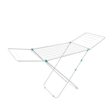 Imagem de Varal de piso de aço inoxidável reforçado com abas dobráveis portáteis para apartamento de vestuário portátil grande interior e exterior(Com Abas)