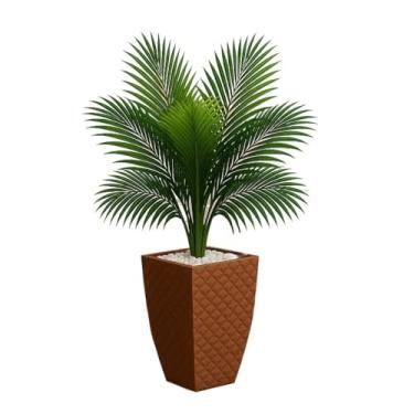 Imagem de Planta Artificial de Palmeira com Vaso Incluso, Kit Completo para Decoração de Interior, Sala de Estar, Quarto, Escritório e Varanda, Sem Manutenção