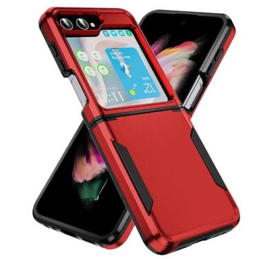 Imagem de Capa para Galaxy Z Flip6, capa rígida de plástico galvanizado, à prova de quedas e choque (para Galaxy Z Flip6/vermelho e preto)