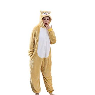 Imagem de Rose Auroma Macacão adulto unissex cosplay animal pijama para festa de Natal e Halloween, Amarelo, One Size