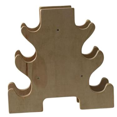 Imagem de Dynwave Suporte de armazenamento de halteres de madeira de 3 camadas, prateleira de armazenamento portátil para segurar 6 halteres, acessórios multiuso,