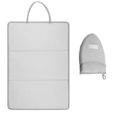 Imagem de Tapete de passar para mesa, almofada de passar a ferro resistente ao calor para tampo de mesa portátil para viagem almofada de engomar cobertor adequado para lavadora, secadora, bancada, cama (3-cinza