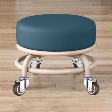 Imagem de Banqueta baixa com rodas, roda silenciosa de borracha elástica de 360°, assento de couro PU estável, espesso e melhorado, assento para garagem, casa e jardim (Cl1, tamanho único) (Cl1, tamanho único)