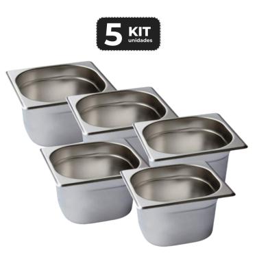 Imagem de Kit 5 Cuba Sem Alca Inox 1/6 Gn 100 Para Buffet