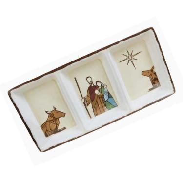 Imagem de Petisqueira Natalina Sagrada Família 3 Divisões Melamina 31cm - FLORAR