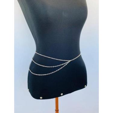 Imagem de Cinto de crrentes Body chain cinto em camdas dourado e prata Banhado -