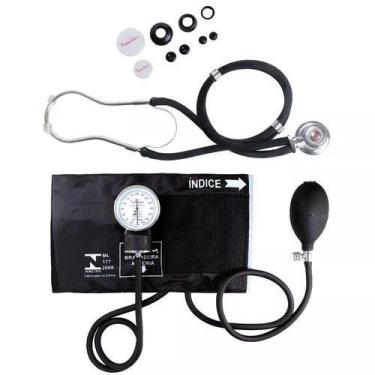 Imagem de Kit esfigmomanômetro + estetoscópio preto - gtech - G-Tech