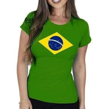 Imagem de Camiseta Camisa Adulto Feminina Masculina Algodão do Brasil Bandeira -