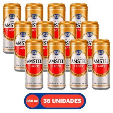 Imagem de Cerveja Lager Premium Puro Malte Amstel Lata 350ml com 36 Unidades