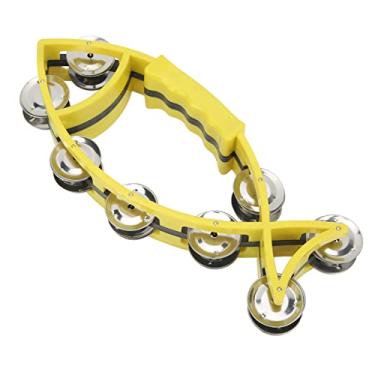Imagem de RiToEasysports Percussão de Jingles de Fileira Dupla para Crianças, Instrumento Musical, Pandeiro de Mão Abs Em Forma de Peixe para Educação Inicial do Jardim de Infância (Amarelo)