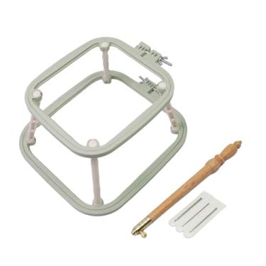 Imagem de Fenteer Suporte de mesa para bordado, bastidor de ponto cruz, fácil instalação, suporte de colo, bastidor de bordado quadrado para costura e quilting com, Verde