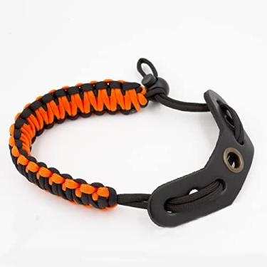 Imagem de Alça de pulso com laço, alça de corda de paraquedista 550 confortável na mão, ajuste arco composto e recurvo. (várias opções de camuflagem) (laranja preto)
