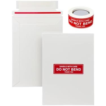 Imagem de Neehows Pacote com 100 envelopes rígidos de papelão de 12,76 x 17,78 cm, envelopes de envio de envelopes de CD de fotos com etiquetas "DO NOT BEND", envelope de documentos pequeno para cartões