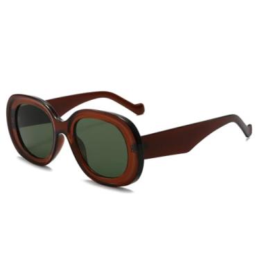 Imagem de Óculos de sol retrô para atividades ao ar livre, armação oval colorida, óculos de sol da moda para fotografia de rua, óculos de sol com armação oval da moda (TEA)