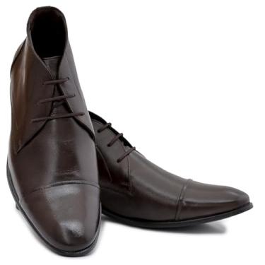 Imagem de Turunelli Calçados | Bota Coturno Social Masculina em Couro Naturalle | Cores Mooca, Café e Preto | Forro em Couro, Cadarço Café Encerado, Solado em Borracha Antiderrapante – Tamanhos 37 ao 44 (Café, Media, BR, Adulto, Numérico, 39)