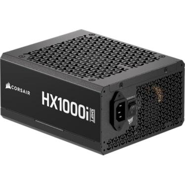 Imagem de Corsair HX1000i Fonte de alimentação ATX totalmente modular – Hub de sistema iCUE Link integrado, cabo nativo 12V-2x6, ATX 3.1 e PCIe 5.1, conectores montados na lateral, Cybenetics Platinum – Preto