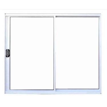 Imagem de Janela 2 Folhas Vidro Alumínio Brilhante, Branco ou Preto Linha 18 Mod
