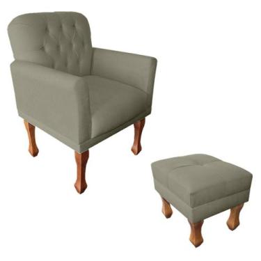 Imagem de Conjunto Poltrona + Apoio Para Pés Puff Para Recepção - Suede - Sv Dec