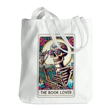 Imagem de Carta de tarô de esqueleto engraçado caveira gótica bruxa material de bruxaria suprimentos de lona gótica sacola de compras reutilizável 03, Bookcard 00862, 13.8 x 16 inches