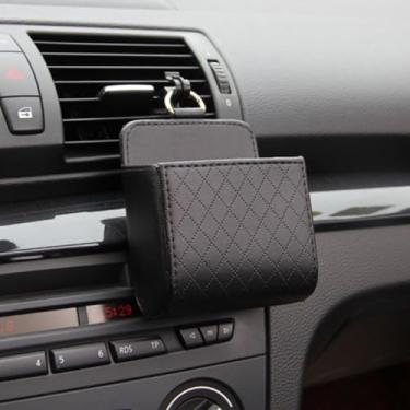 Imagem de Caixa organizadora de armazenamento suspensa para saída de ar do carro, suporte para economizar espaço, telefones celulares, chaves, cartões, óculos de sol, acessórios pequenos para veículos
