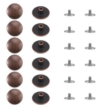 Imagem de 24 unidades rebites de substituição para Birkenstock Tamancos de substituição, botão de substituição para Tamancos de metal para mulheres e homens (castanho vermelho)