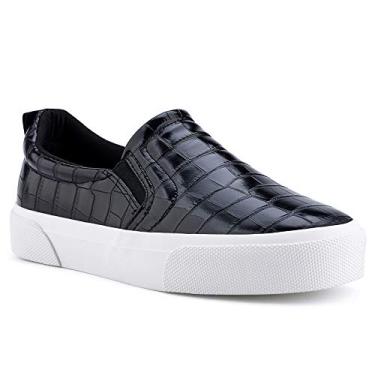 Imagem de Tênis feminino sem cadarço Jenn-Ardor Perfurado/acolchoado casual moderno confortável andando, S.black, 7