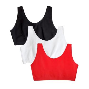 Imagem de Fruit of the Loom Sutiã esportivo estilo regata embutido, Vermelho quente/branco/preto, 50