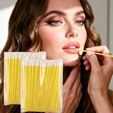 Imagem de 100 pincéis labiais, pincéis descartáveis para lábios, aplicadores de brilho labial, aplicadores de bastão de brilho labial, kits de ferramentas de maquiagem perfeitos
