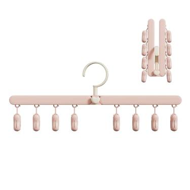 Imagem de Cabides de viagem dobráveis e clipes de meia com 8 clipes, design de plástico ABS que economiza espaço, adequado para cruzeiros, malas, casa (rosa)