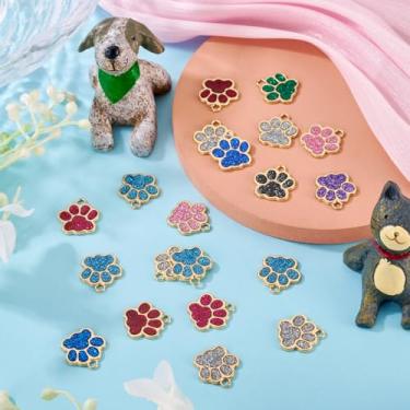 Imagem de Pingentes com estampa de pata de gato, cachorro, 20 peças, glitter, pegada de animal, para colar, pulseira, chaveiro, joias, artesanato