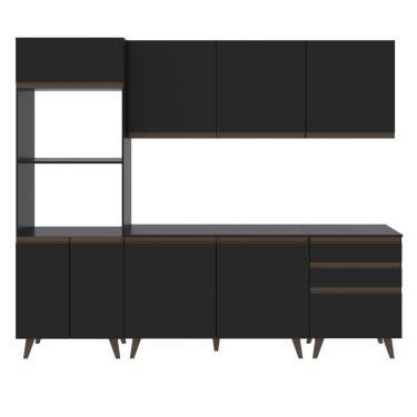 Imagem de Cozinha Reims com Balcão 8 Portas 3 Gavetas Preto Madesa