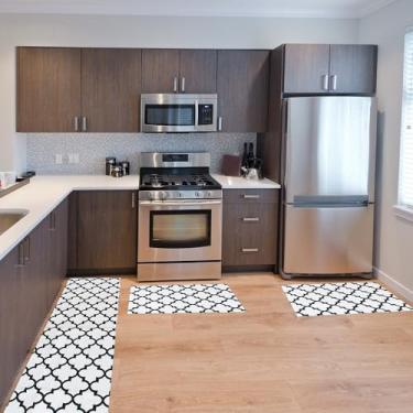 Imagem de Jogo de Tapete para Cozinha Antiderrapante 3 Peças Moderno Passadeira e Tapetinhos Decorativos (Casab Cru)