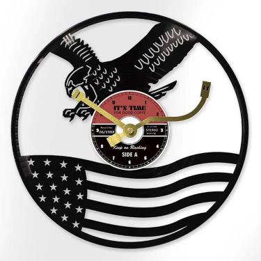 Imagem de Relógio de parede Creative Eagle Vinyl Record 30x30cm, caixa de metal