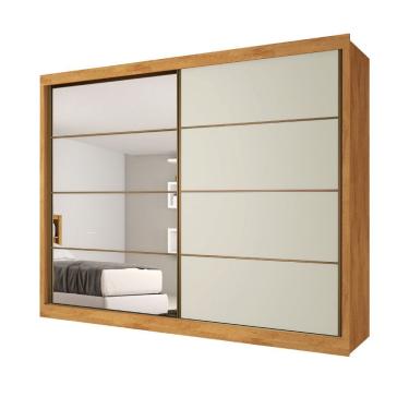 Imagem de Guarda Roupa Sevilha 1 Porta Espelhada 100% Mdf Mademarcs Peroba-off White-peroba