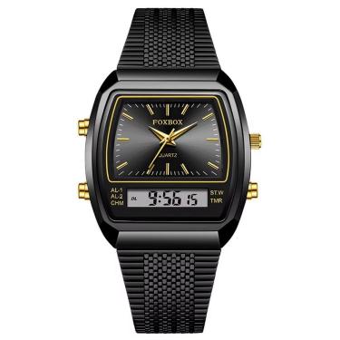 Imagem de Relógio Esportivo Digital à Prova Dágua Em Aço Inoxidavel Masculino Preto Fosco