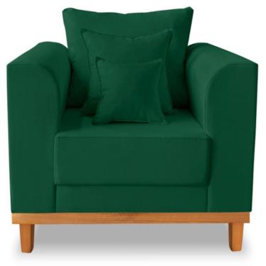 Imagem de Poltrona Estofada Decorativa Beny Tecido Suede Verde
