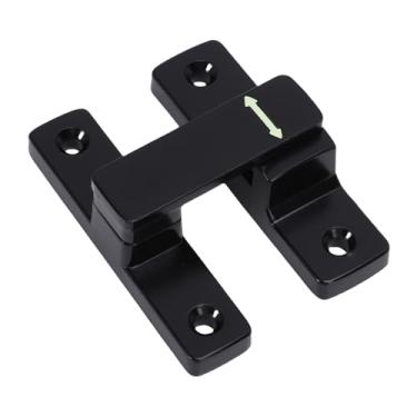 Imagem de Fockety Fecho para porta de celeiro, 90 graus, 180 graus, segurança reforçada, fechos para portas deslizantes para celeiros, jardins, garagens, casas de banho, armários, janelas (Preto)