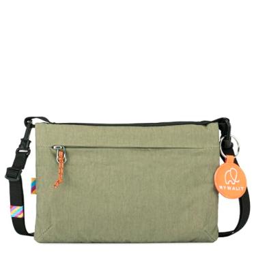 Imagem de mywalit Mylite Bolsa transversal organizadora média | 23 x 15 cm | Mistura de algodão e nylon | Unissex | Fecho de zíper, Caqui, Bolsa unissex compacta urbana leve Mylite