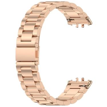 Imagem de Pulseira de relógio de aço inoxidável compatível com Samsung Galaxy Fit 3 Smartwatch pulseira ajustável para mulheres e homens (ouro rosa)