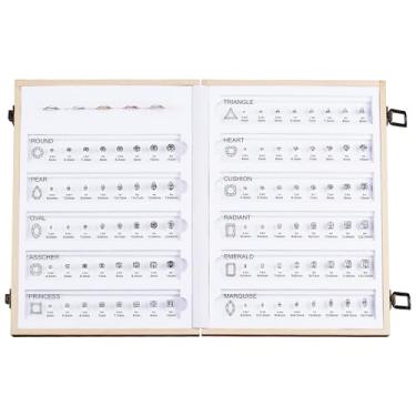 Imagem de HOLYCOME 5A Cubic Zirconia Diamond Cut Mix 8 Tamanhos Diferentes, Peso Adequado Para Comparação De Referência De Diamante Cz Card, 11 Formas De Corte Clássicas Com Régua De Medição De Anel De Caixa