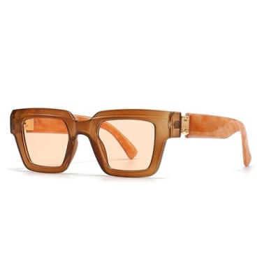 Imagem de Óculos de Sol Femininos Candy Color com Lentes Degradê Transparentes, Estilo Punk Masculino, para Esportes ao Ar Livre, Corrida e Ciclismo, Cor Laranja Chá
